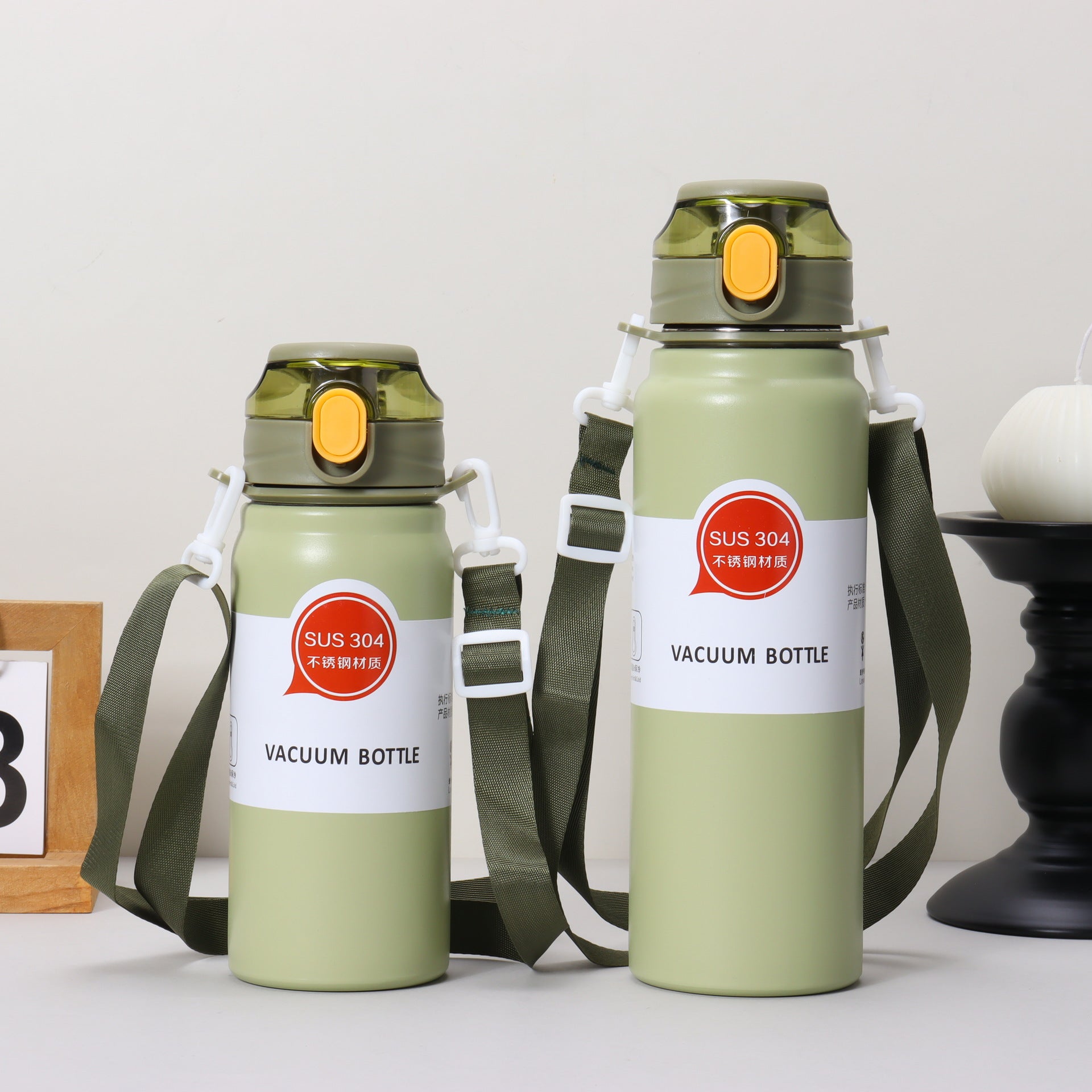 Stainless Steel Insulated Sports Water Bottle with Strap