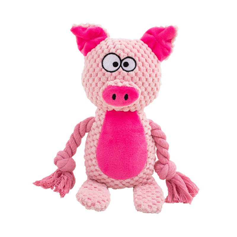 Plush Squeaky Pet Toy with Cotton Rope