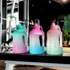 Gradient Color Sports Water Bottle with Straw