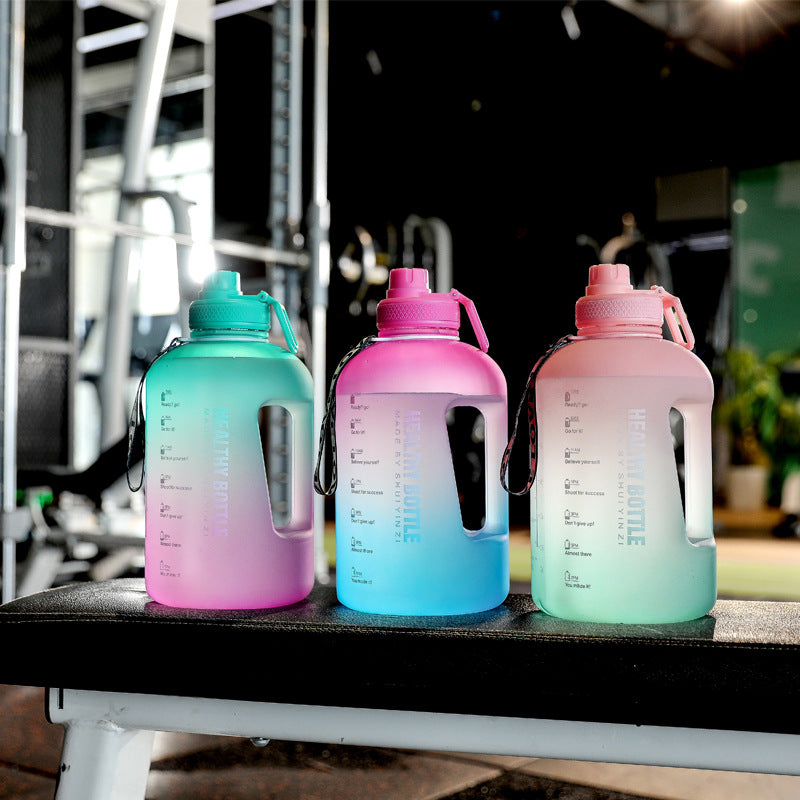 Gradient Color Sports Water Bottle with Straw