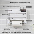 Multifunctional Wall-Mounted Kitchen Storage Rack