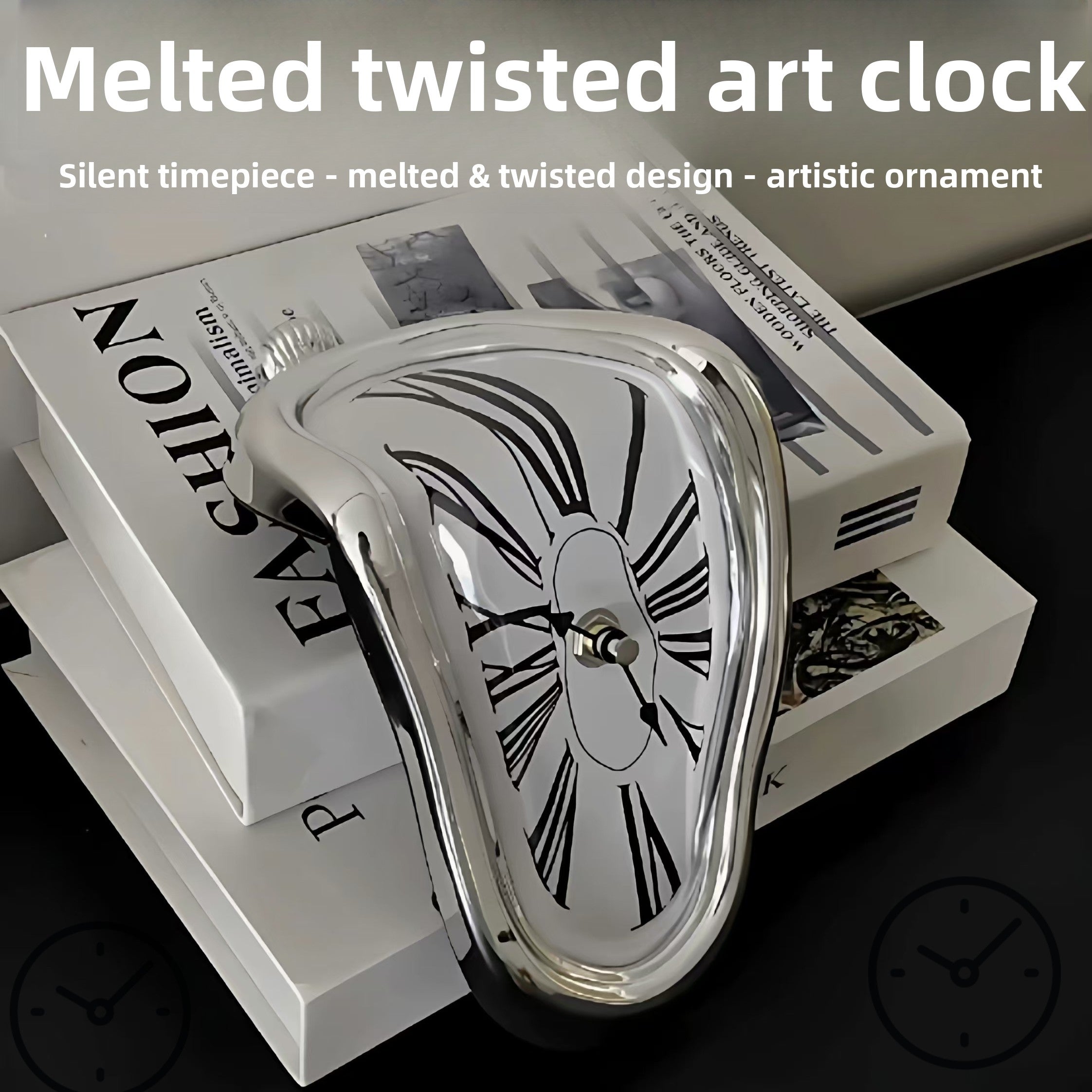 Creative Melting Desk Corner Clock Roman Numeral Silent Quartz