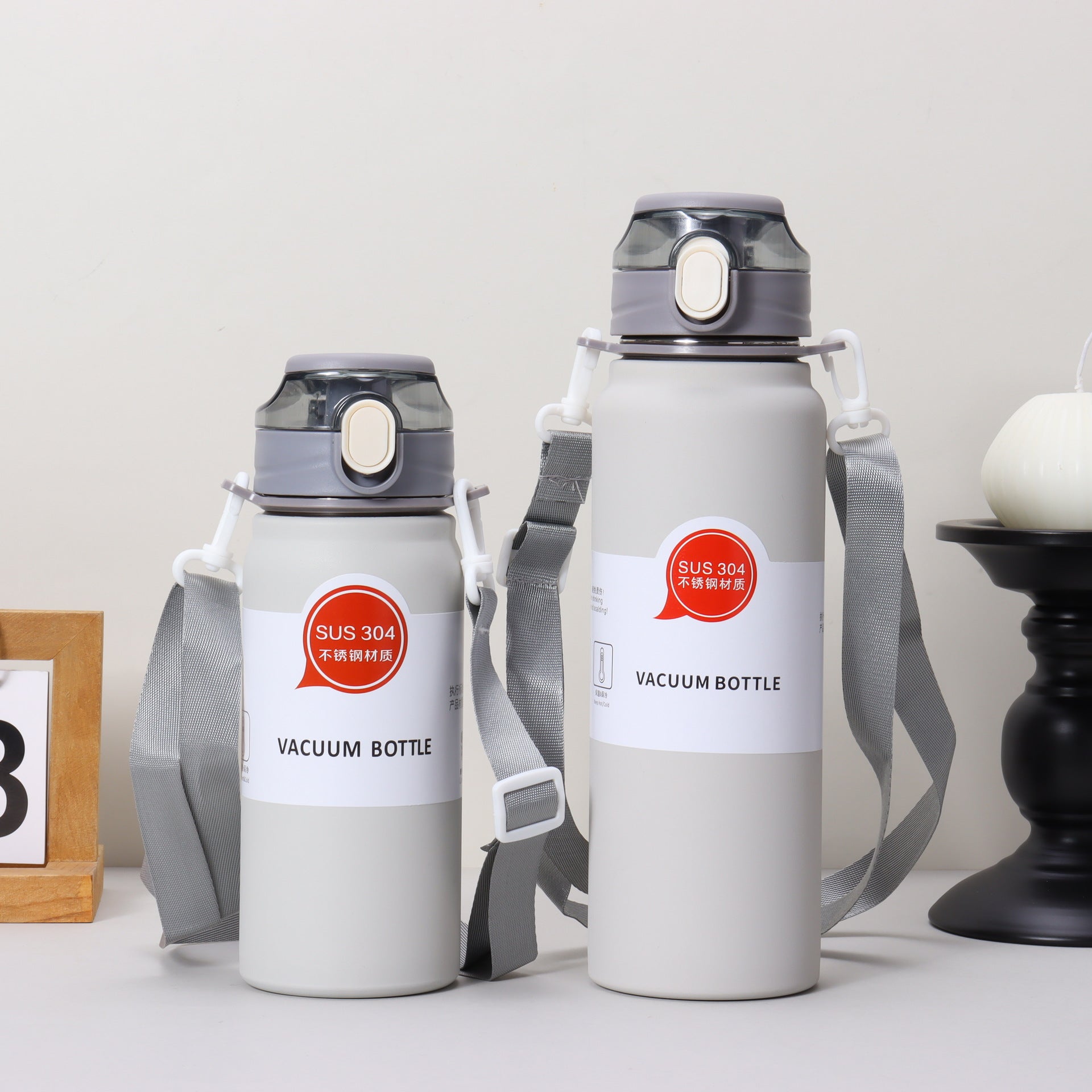 Stainless Steel Insulated Sports Water Bottle with Strap
