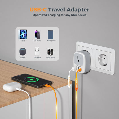 Type G Power Adapter, UK Outlet Adaptor | 3 USB Ports (1 USB C), US to UK Ireland Hong Kong British England Scotland Irish Qatar London