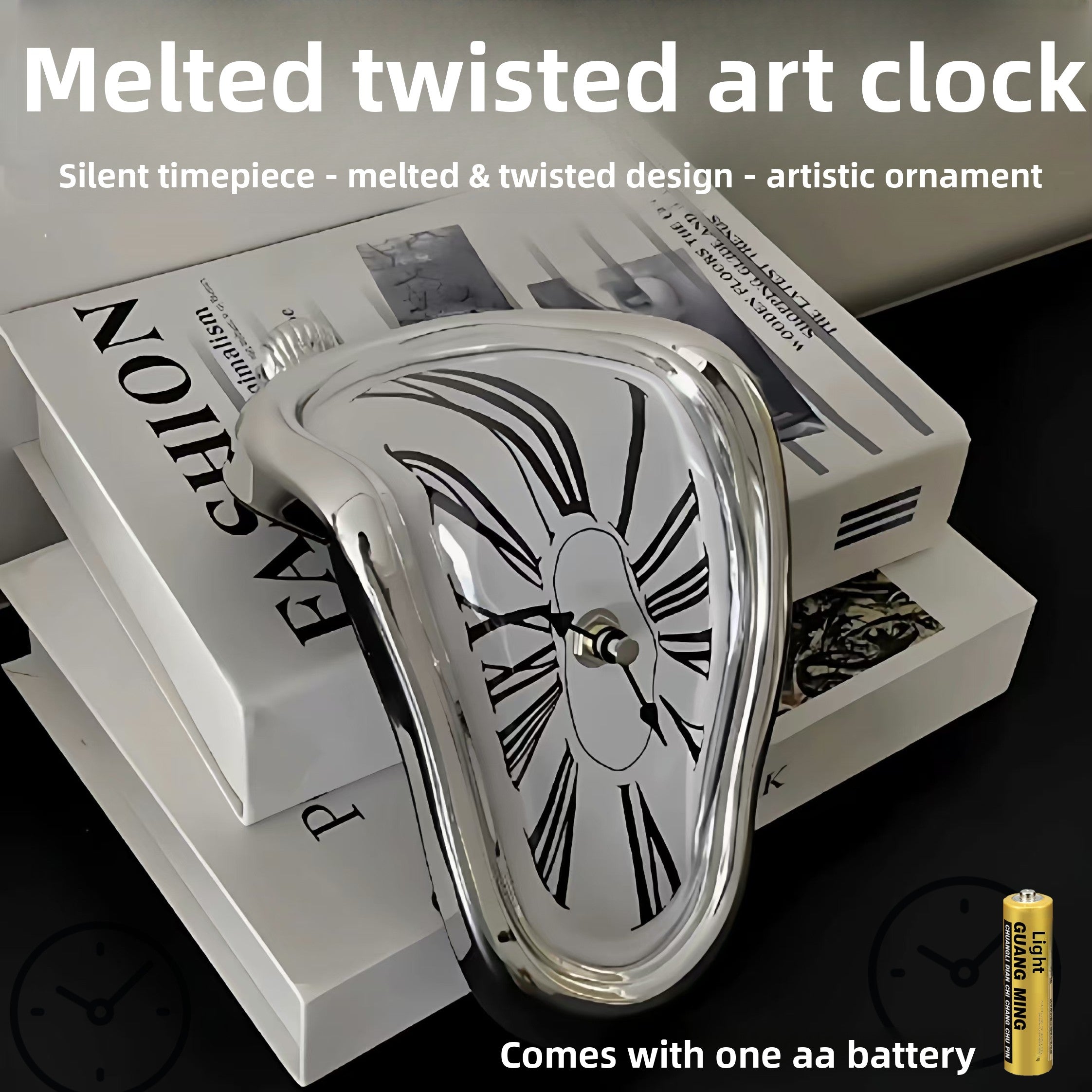 Creative Melting Desk Corner Clock Roman Numeral Silent Quartz
