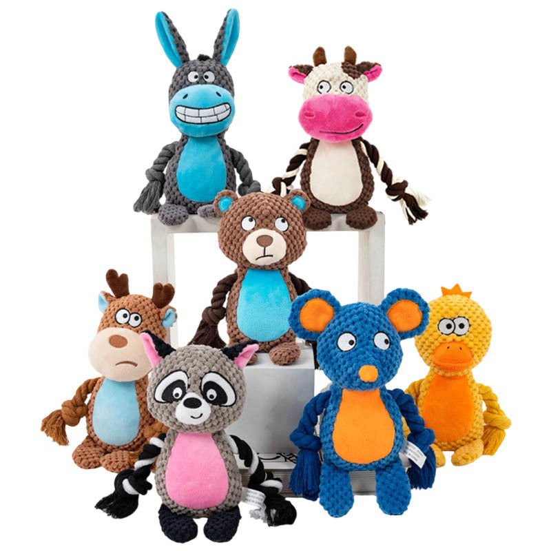 Plush Squeaky Pet Toy with Cotton Rope