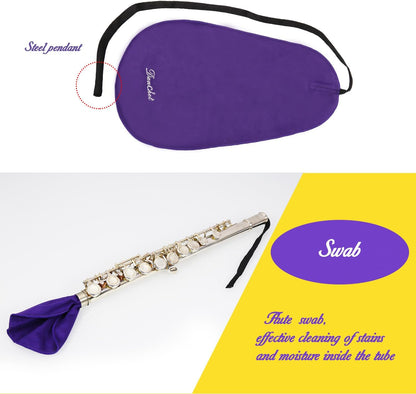 Flute Cleaning Care Cleaning Kit: Key Oil + Cork Grease + Swab + Cleaning Cloth + Cleaning Brush + Cleaning Rod - Maintenance Kit