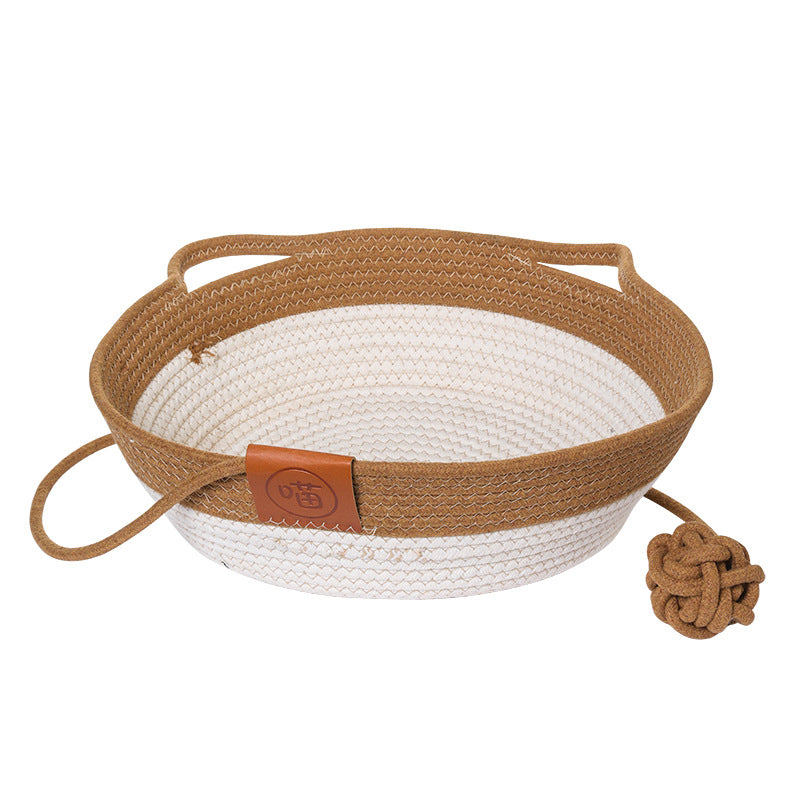 Hand-Woven Round Rattan Pet Nest with Cushion Option