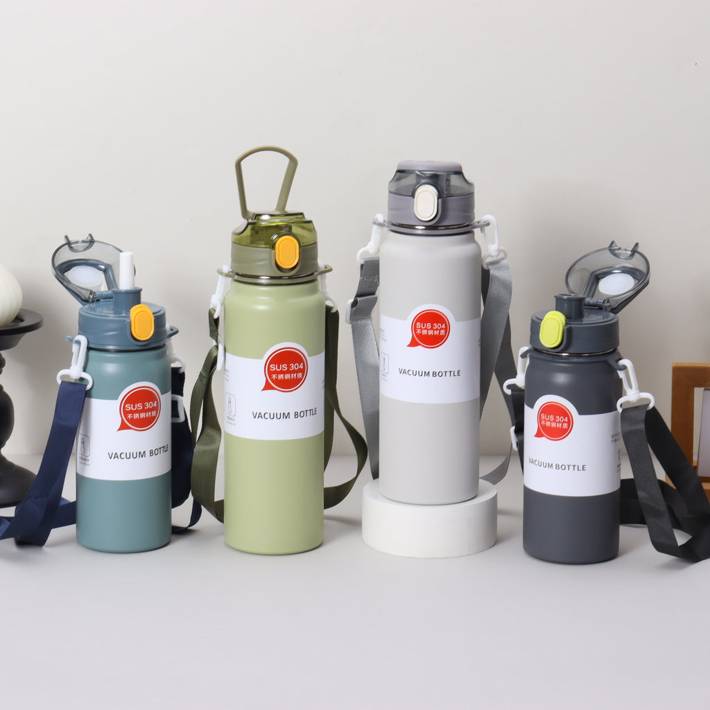 Stainless Steel Insulated Sports Water Bottle with Strap