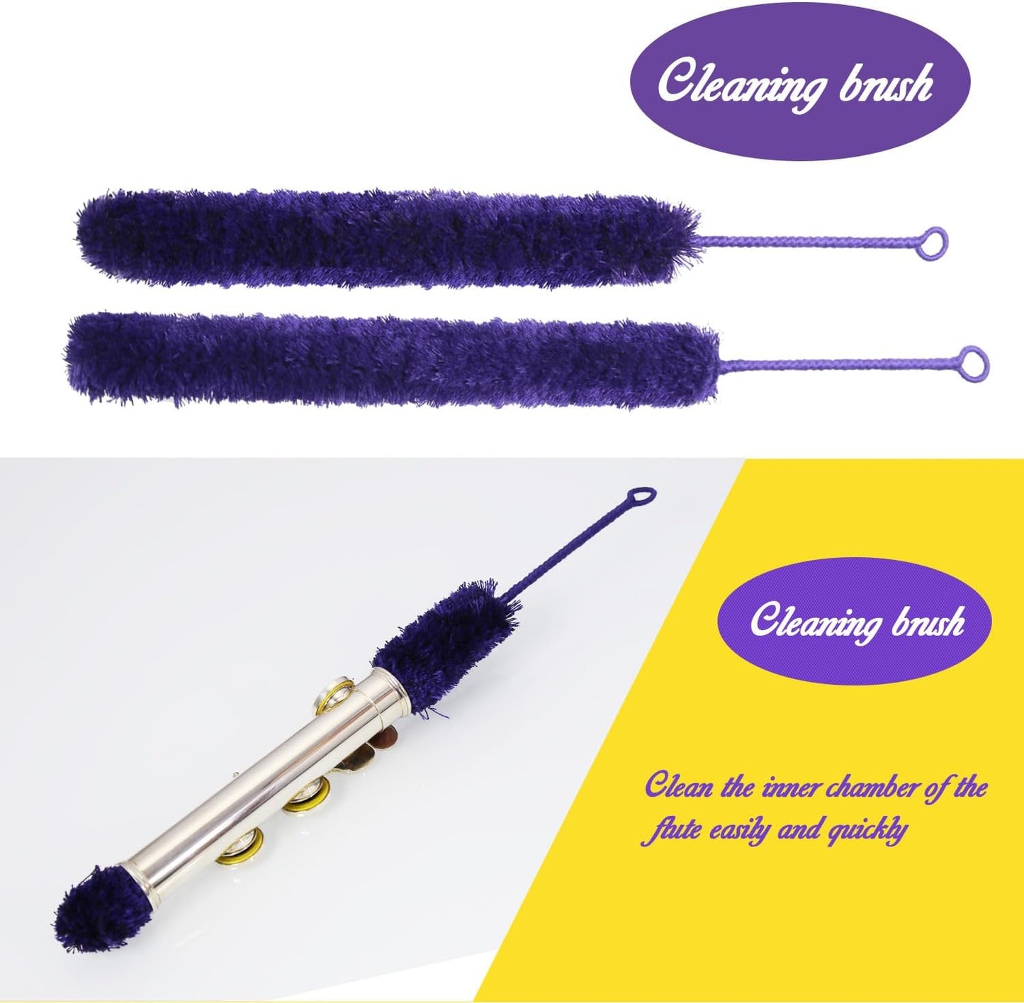 Flute Cleaning Care Cleaning Kit: Key Oil + Cork Grease + Swab + Cleaning Cloth + Cleaning Brush + Cleaning Rod - Maintenance Kit