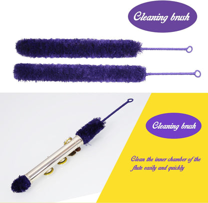 Flute Cleaning Care Cleaning Kit: Key Oil + Cork Grease + Swab + Cleaning Cloth + Cleaning Brush + Cleaning Rod - Maintenance Kit