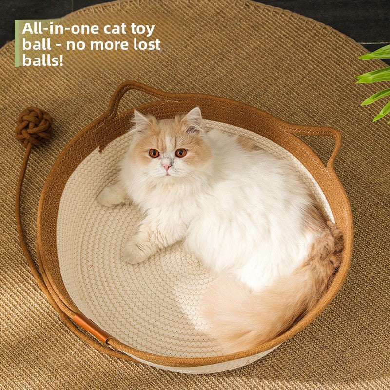 Hand-Woven Round Rattan Pet Nest with Cushion Option