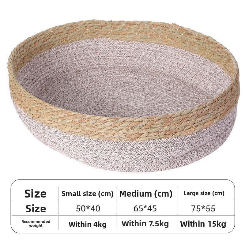 Hand-Woven Round Rattan Pet Nest with Cushion Option