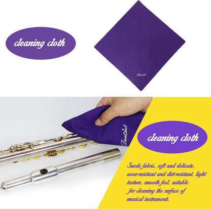 Flute Cleaning Care Cleaning Kit: Key Oil + Cork Grease + Swab + Cleaning Cloth + Cleaning Brush + Cleaning Rod - Maintenance Kit