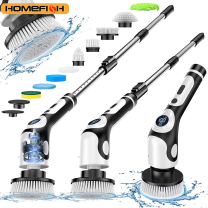 Multifunctional Electric Cleaning Brush Voice Rechargeable Smart Rotary Cleaning Brush Kitchen Cleaning Brush