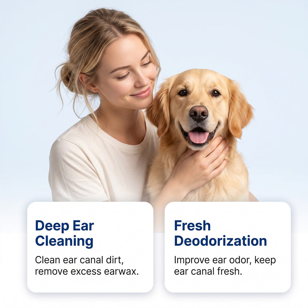 Pet Ear Cleaning Solution with Cotton Swabs