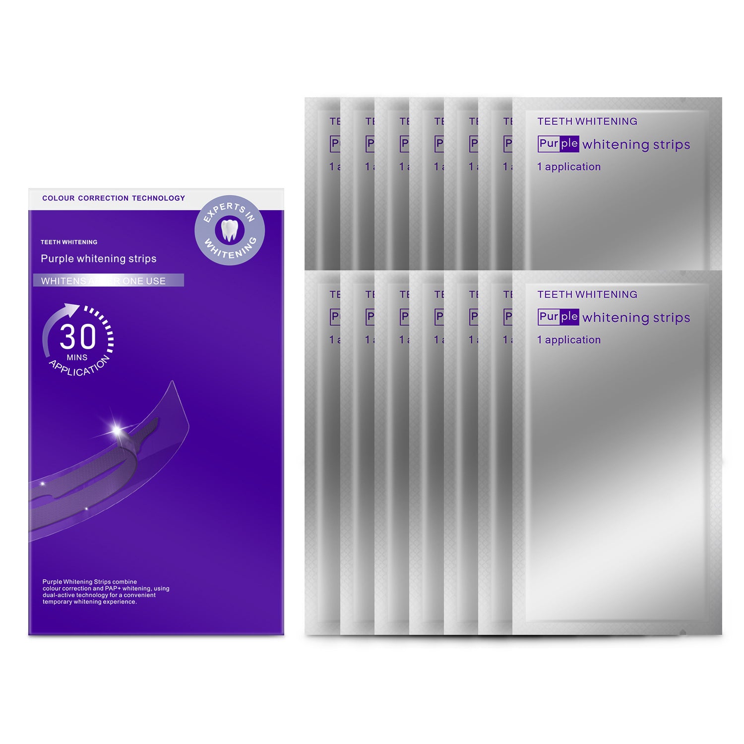 Teeth Whitening Strips Purple and Silver