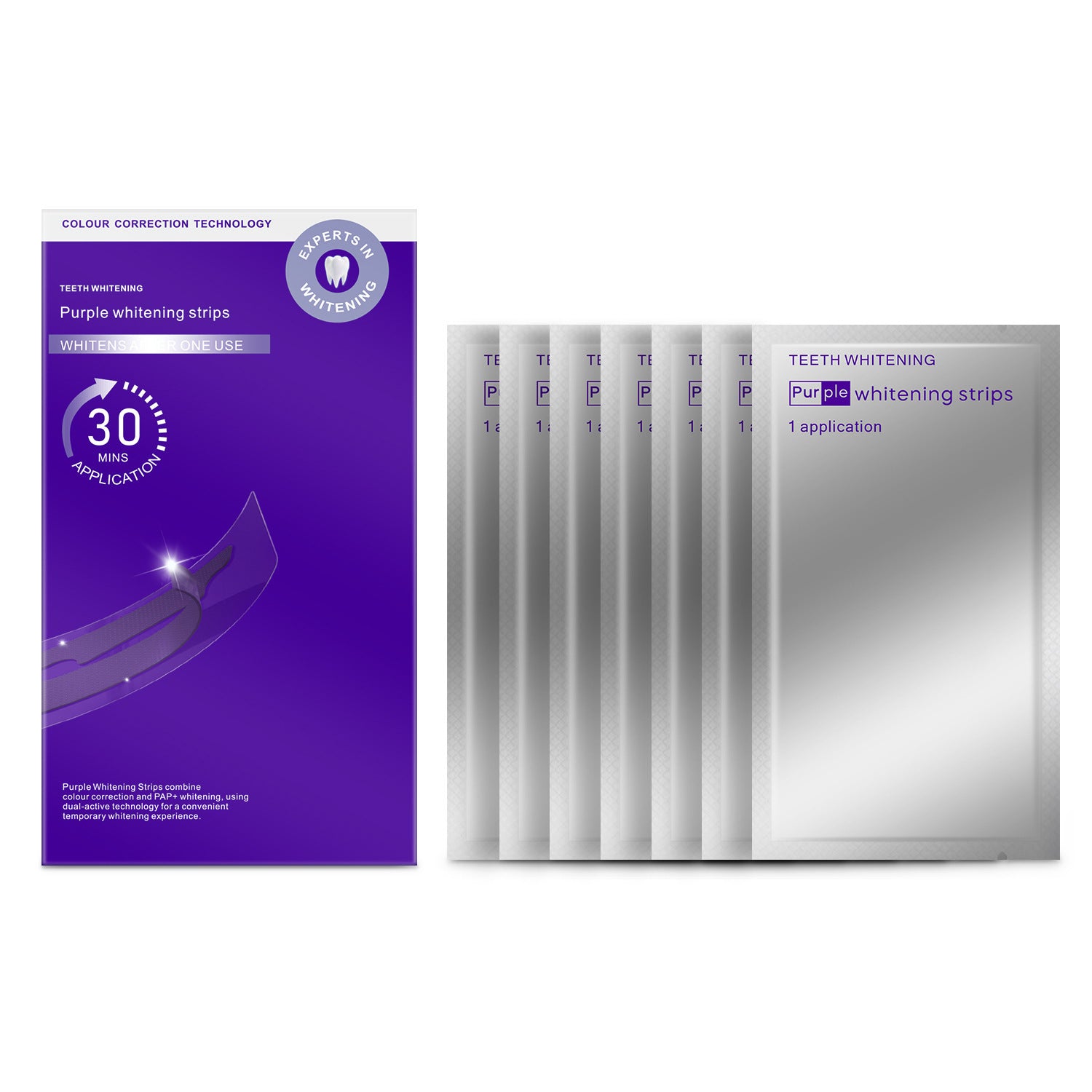 Teeth Whitening Strips Purple and Silver
