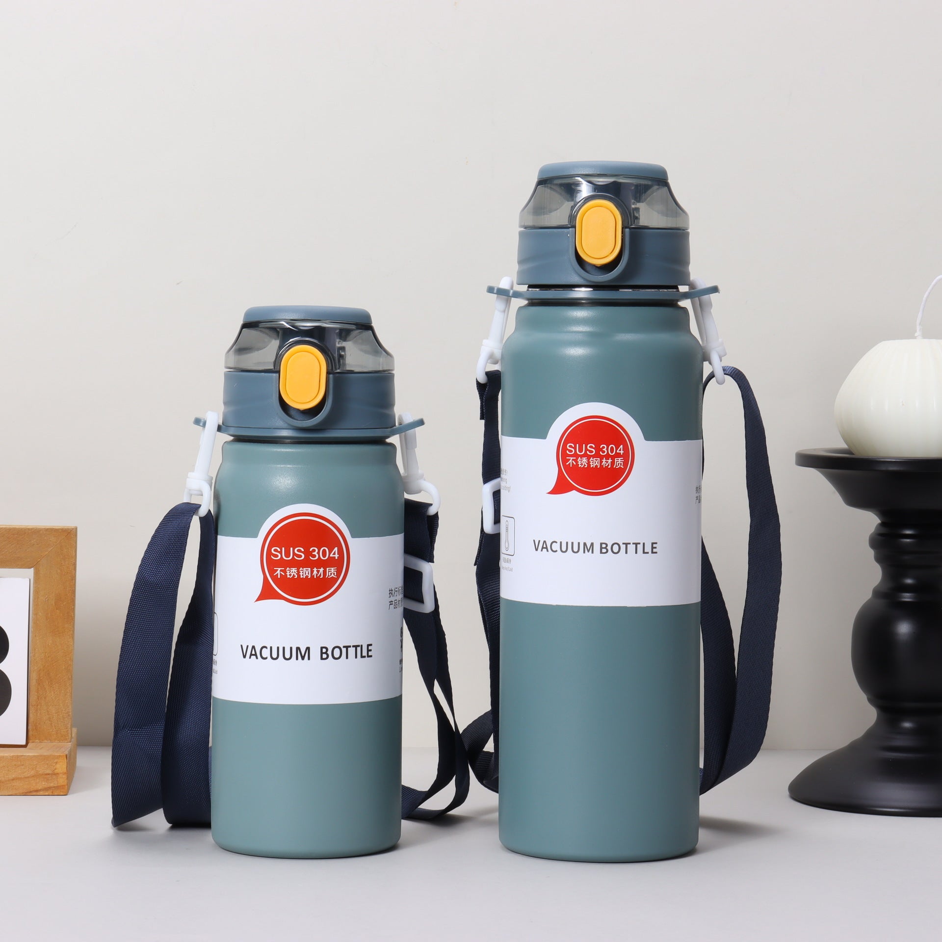Stainless Steel Insulated Sports Water Bottle with Strap