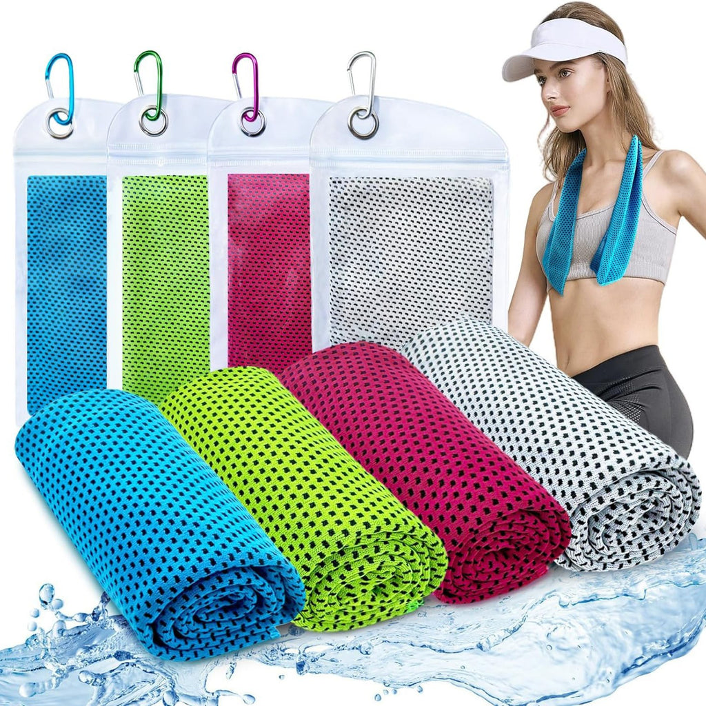 4-Pack Microfiber Cooling Towels for Sports and Fitness