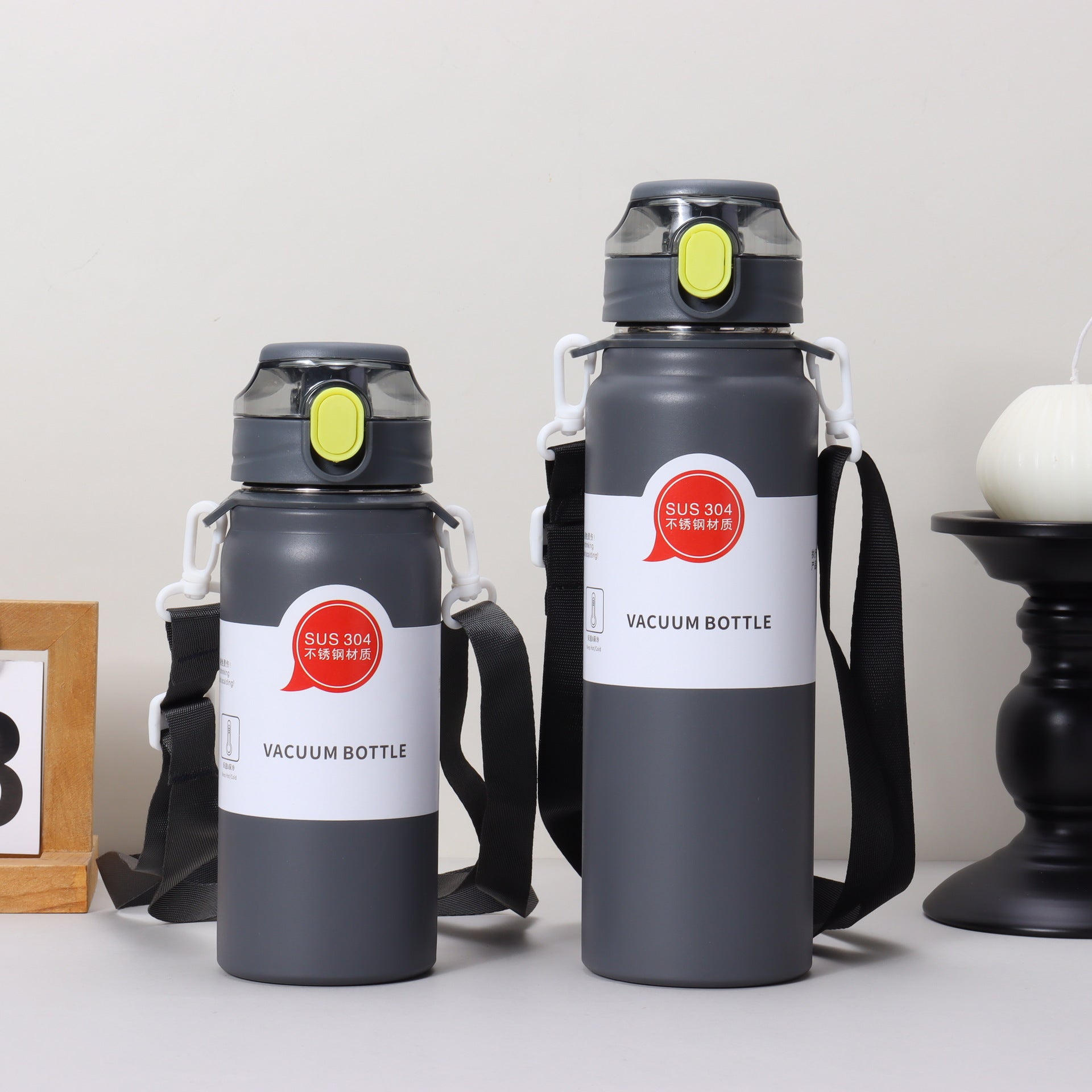 Stainless Steel Insulated Sports Water Bottle with Strap