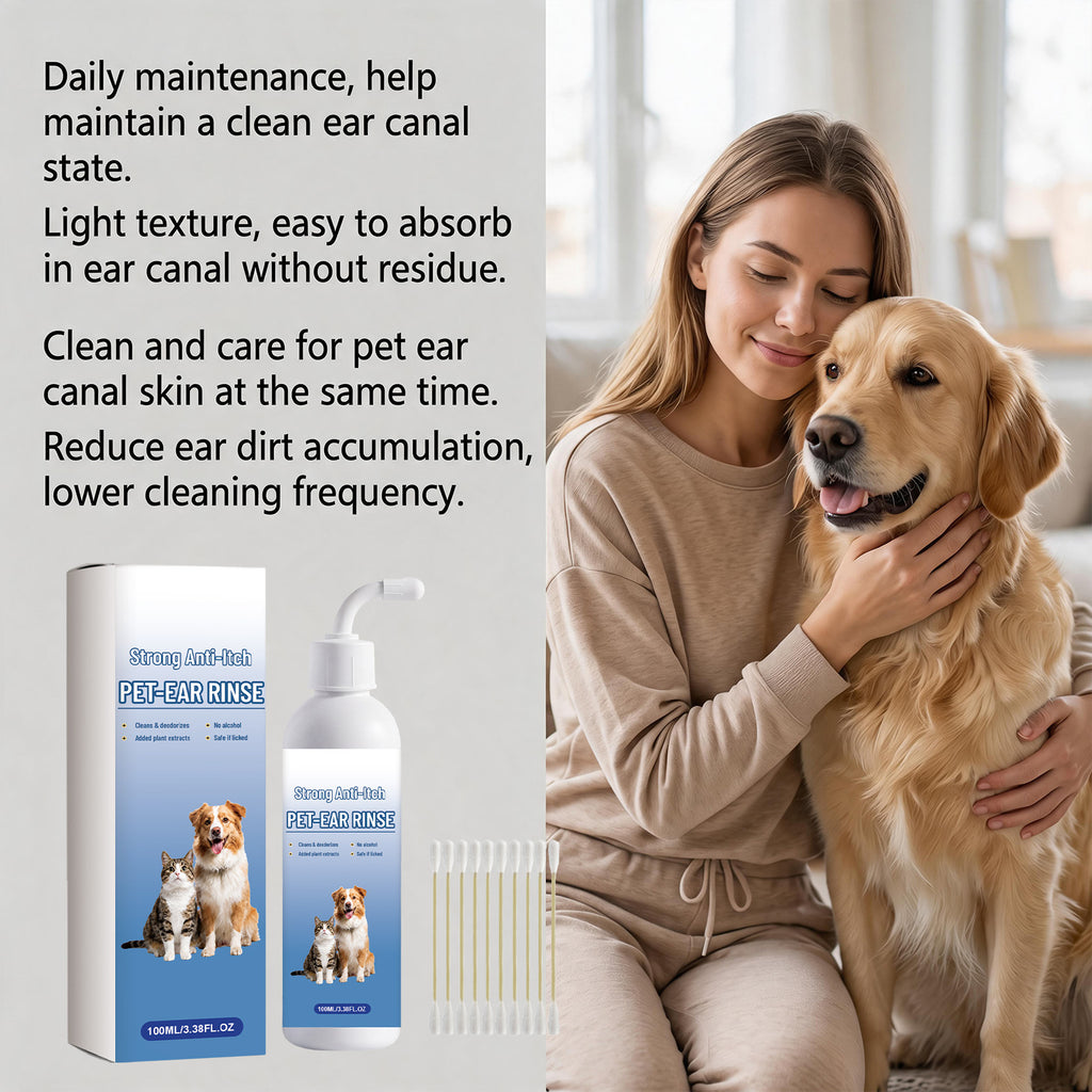 Pet Ear Cleaning Solution with Cotton Swabs
