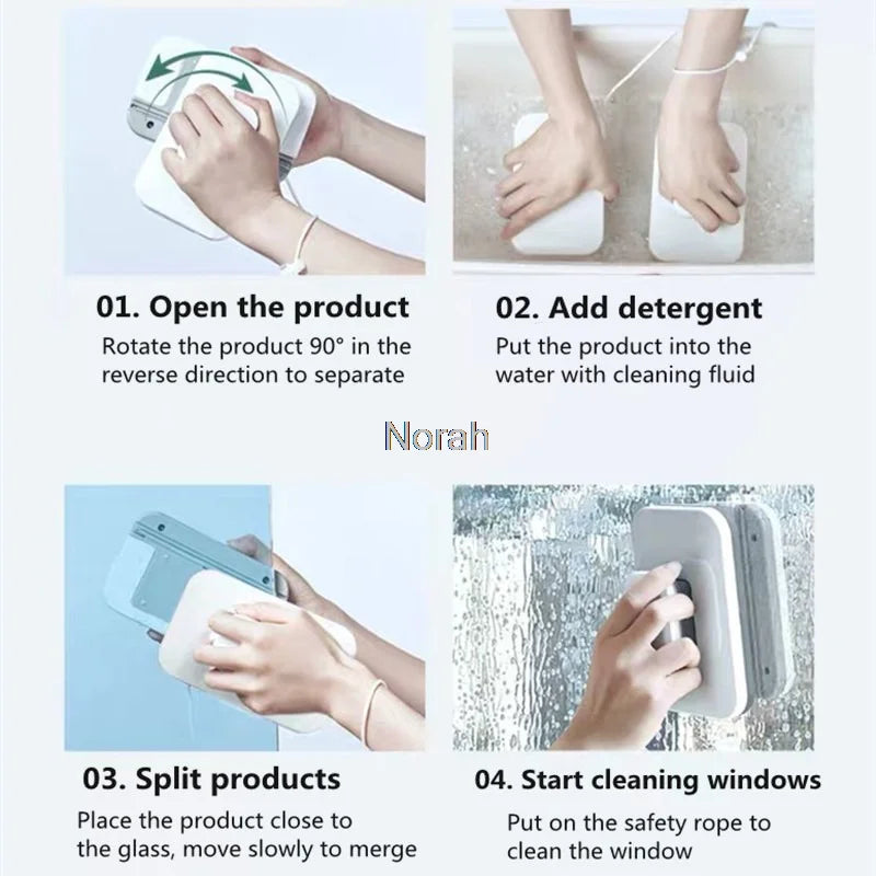Glass Cleaning Magnetic Brush Double-Sided Cleaning Brush, Household Magnetic Glass Cleaning Brush,For Cleaning Windows