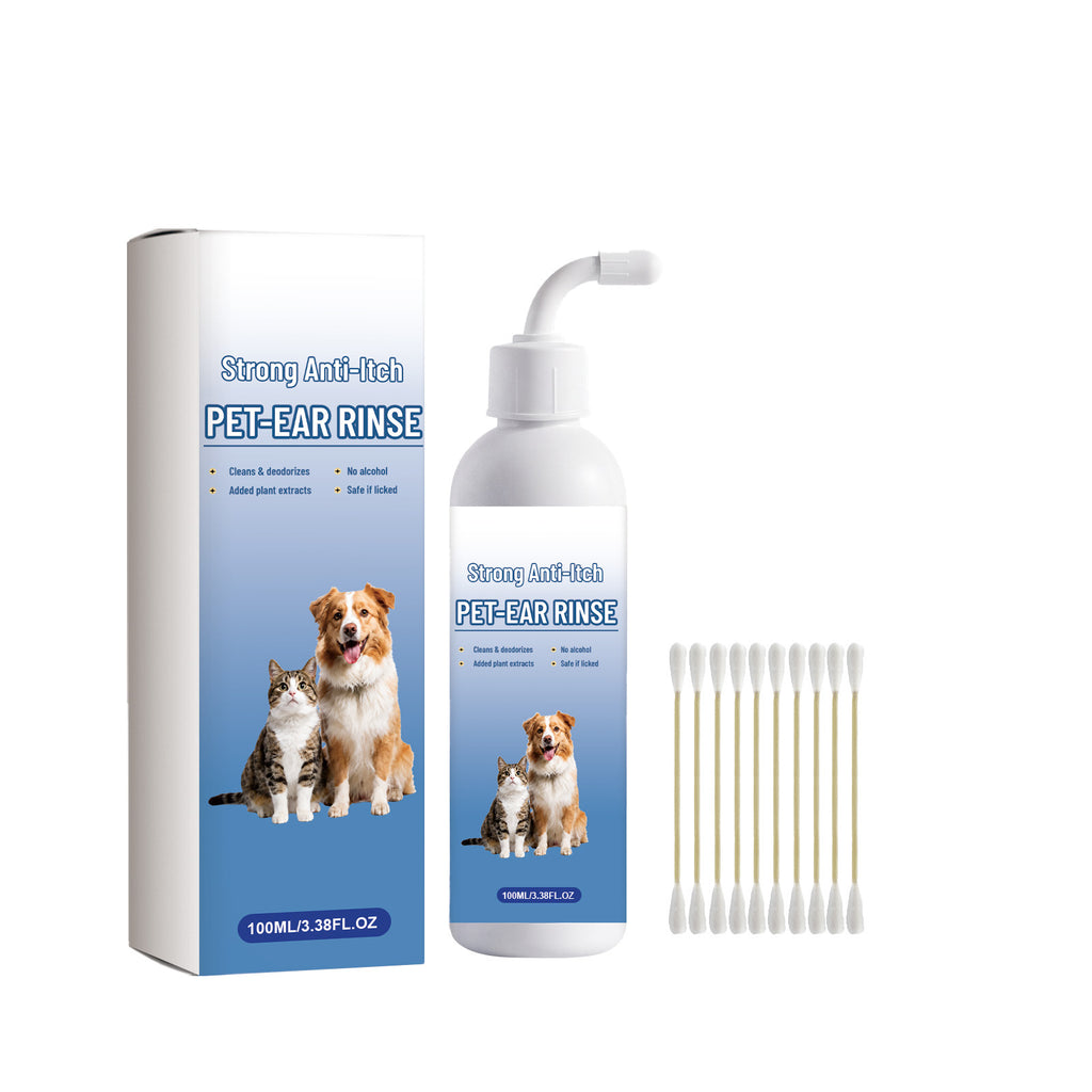 Pet Ear Cleaning Solution with Cotton Swabs