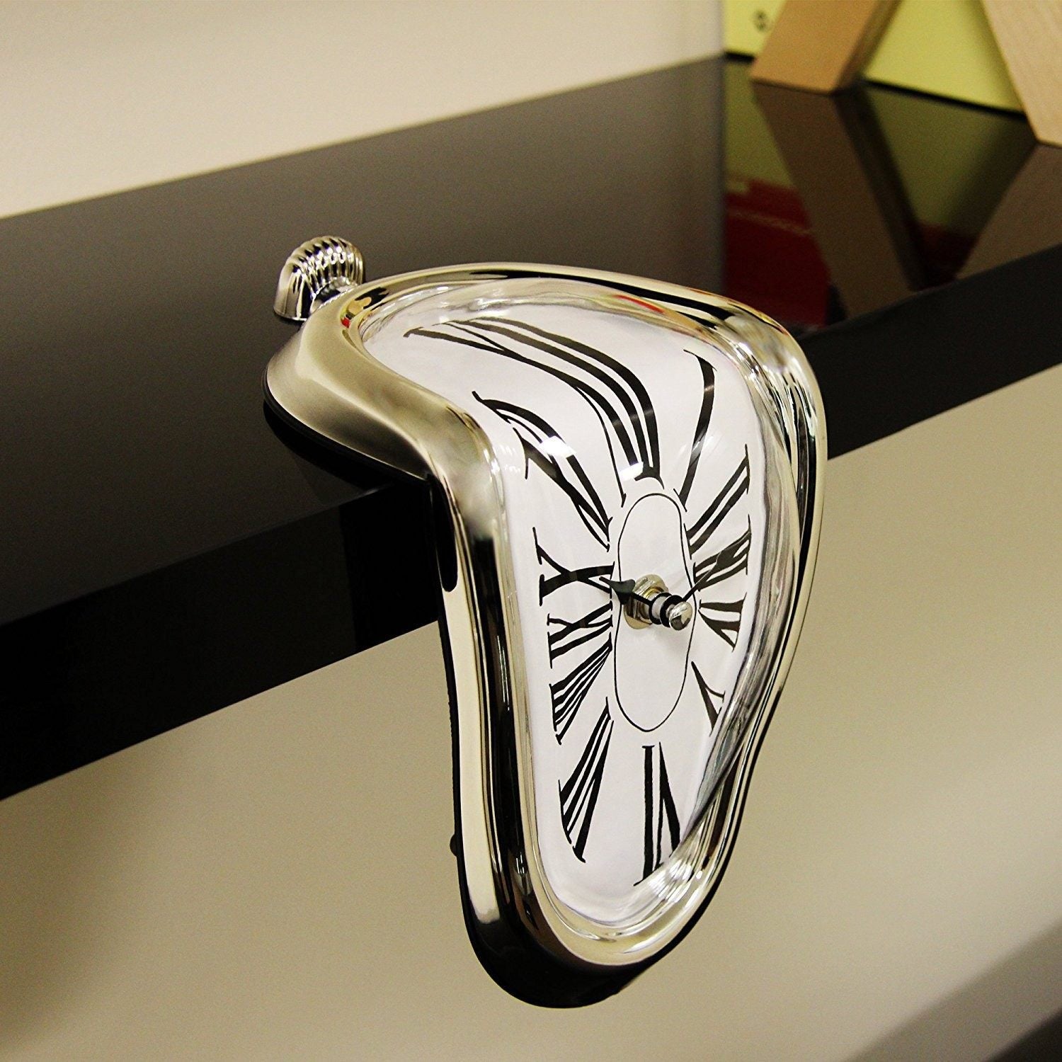 Creative Melting Desk Corner Clock Roman Numeral Silent Quartz