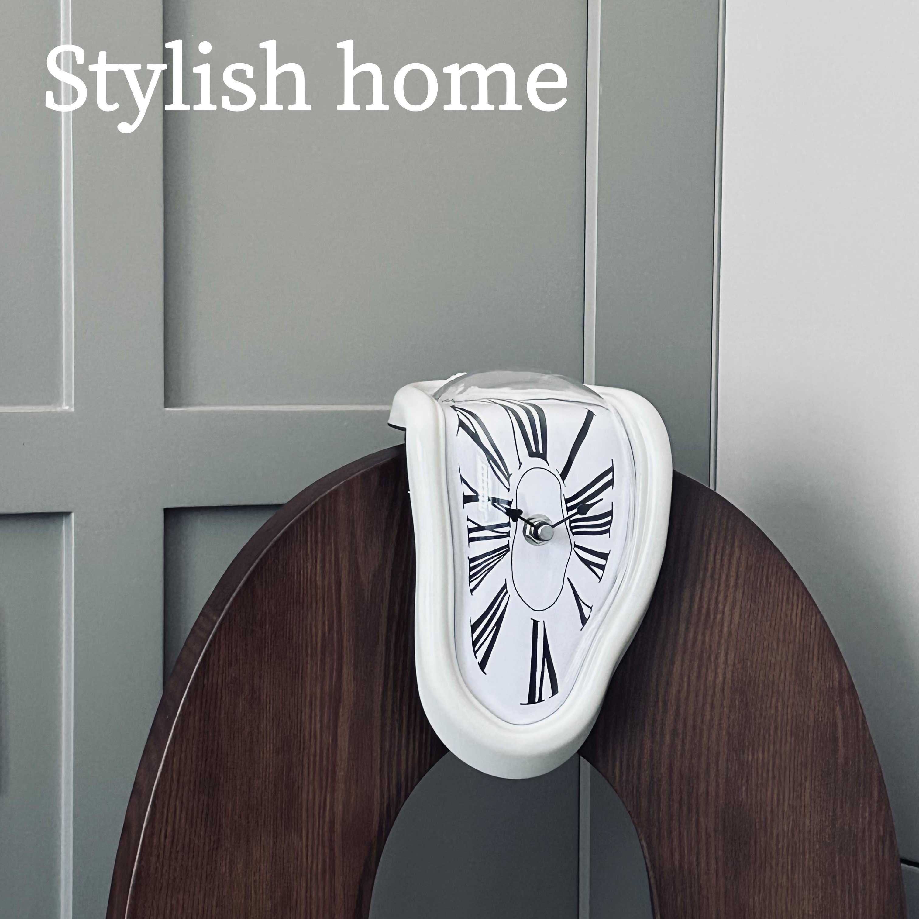 Creative Melting Desk Corner Clock Roman Numeral Silent Quartz