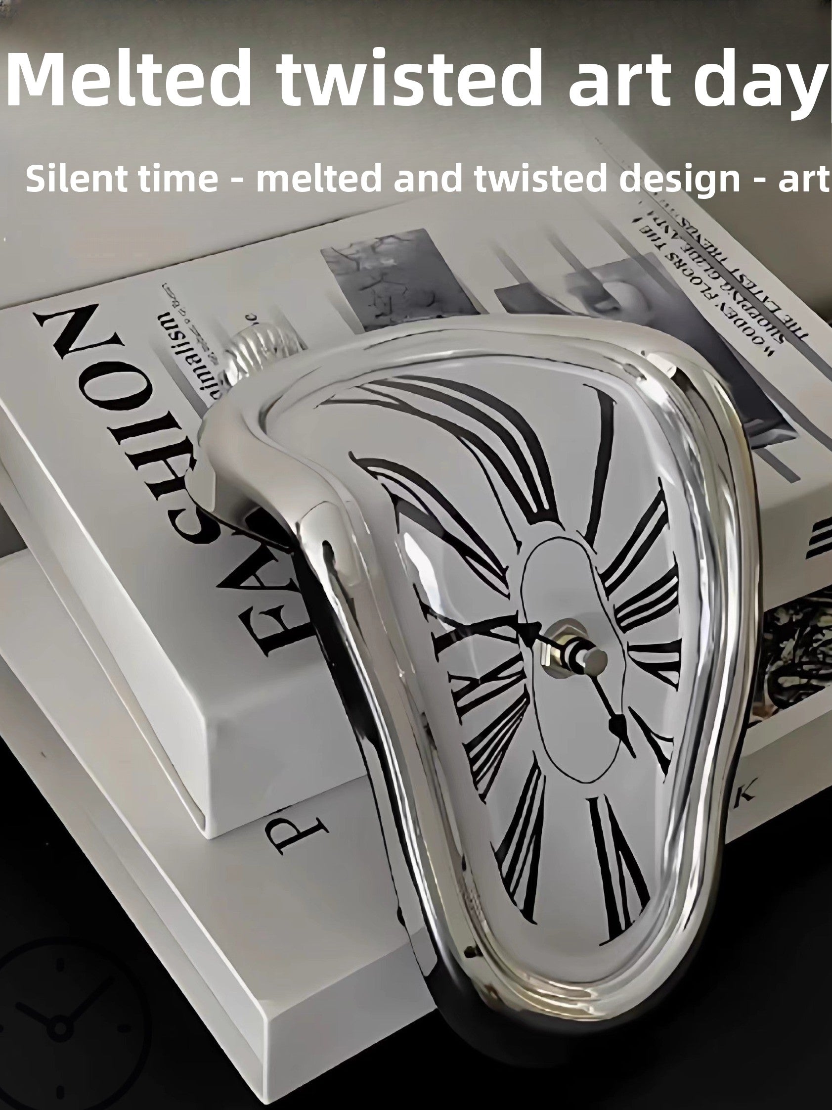 Creative Melting Desk Corner Clock Roman Numeral Silent Quartz