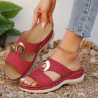 Chunky-soled perforated slippers