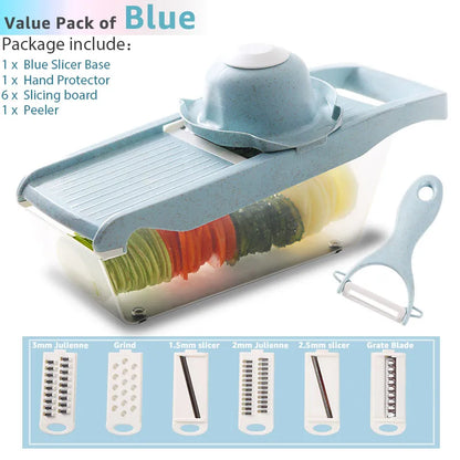 Multifunctional Vegetable Cutter & Slicer Carrot Potato Grater Onion Chopper 9 in 1 with Drain Basket Kitchen Fruit Food Gadgets