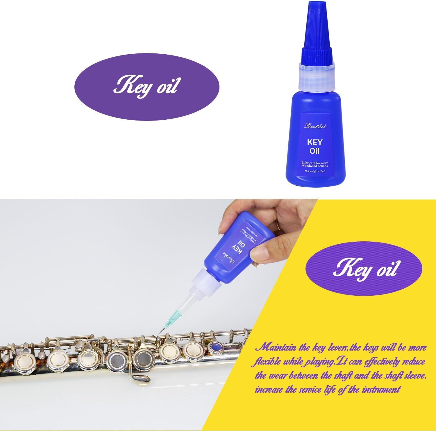 Flute Cleaning Care Cleaning Kit: Key Oil + Cork Grease + Swab + Cleaning Cloth + Cleaning Brush + Cleaning Rod - Maintenance Kit